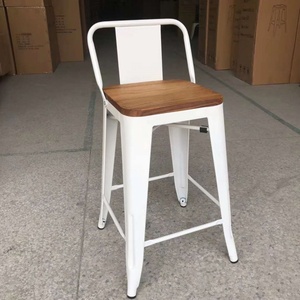 Chaise en métal Tolixed haute 76 cm, prix de gros, tabouret de bar noir avec <span class=keywords><strong>coussin</strong></span> en bois - Product Image 5