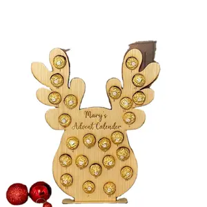 Pemegang coklat Natal 2024 Kalender Hitung Mundur kedatangan tema Natal kayu untuk dekorasi Natal