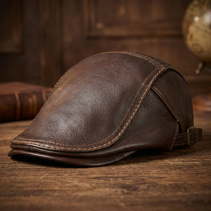Luxury Modern <b>Style</b> Genuine Leather Cowboy Fashion Hat Customized BS International-Surprise Gift Dad Grandfather Unisex Beach - Product Image 1