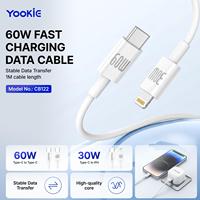 Kabel Data YooKiE CB122 30W Type-C ke IPH dengan Jaket TPE 1 Meter Pengisian Daya Super Cepat untuk Power Bank, Komputer, dan Ponsel