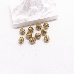Cuentas espaciadoras redondas de acero inoxidable chapadas en oro de 6 mm de Yunnique para la fabricación de pulseras, componentes de joyería. - Product Image 3