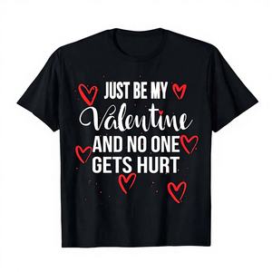 T-shirt en jersey drôle pour la Saint-Valentin avec imprimé cœurs rouges, col rond unisexe, manches courtes, 100% coton, coupe décontractée, S-3XL - Product Image 1