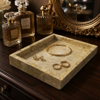 Plateau de rangement et de service rectangulaire en marbre travertin, pierre naturelle, écologique, de luxe, style nordique, pour bijoux, salle de bain, maison, hôtel