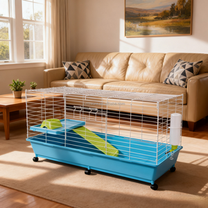 40 "trong nhà dây kim loại động vật nhỏ thỏ lồng cán Bunny lồng với với thực phẩm món ăn chai nước hay trung chuyển nền tảng, đoạn đường nối - Product Image 2