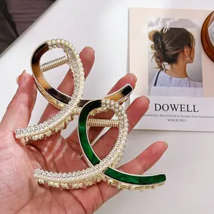 Korean Alloy Advanced Pearl Diamond Hairpin High Quality Hand Polished Burr Free Metal Shark Clip Fashion Hair Claw
