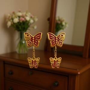 Orecchini Pendenti a Farfalla Ilan, Set da 2 Pezzi, Oro Rosso, Accessori Moda - Product Image 3