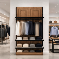 Portant à vêtements en MDF grain chêne avec cadre métallique noir, barre de suspension, 3 étagères blanches et tiroir inférieur – Vente en gros