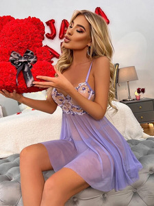 <span class=keywords><strong>Lingerie</strong></span> érotique pyjama en maille tentation chemise de nuit <span class=keywords><strong>sensuelle</strong></span> et brodée ensemble de <span class=keywords><strong>lingerie</strong></span> en dentelle - Product Image 4