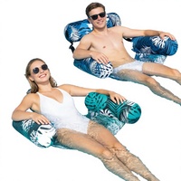 Lot de 2 chaises gonflables tropicales pour adultes, en PVC durable et housse en tissu doux, capacité maximale de 150 kg, pour la plage et le lac en été
