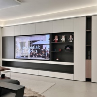 Ensemble Meuble TV et Table Basse en Bois Style Nordique Italien Luxe Léger, Rangement Mural Minimaliste Moderne pour Petits Espaces