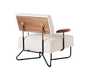 <span class=keywords><strong>Fauteuil</strong></span> rembourré en tissu à structure en bois de frêne de style <span class=keywords><strong>scandinave</strong></span> Chaise longue moderne du milieu du siècle - Product Image 2