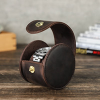 Boîte de montre de luxe unique en cuir véritable Crazy Horse faite à la main CF1171-for rouler et ranger les montres