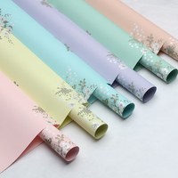 Bahan Florist Grosir Kertas Ouya Tahan Air Cetak Bunga Liar Pegunungan Segar Kertas Pembungkus Buket Bunga