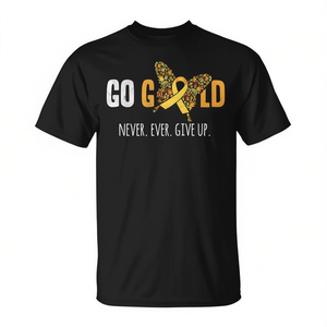 Camiseta Go Gold Never Give Up para concienciación sobre el cáncer infantil - Product Image 2