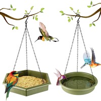 Mangeoire à oiseaux suspendue avec perchoir et distributeur d'eau automatique pour colibris, pour la décoration extérieure de jardin