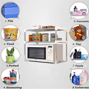 Soporte para <span class=keywords><strong>Microondas</strong></span>, Estante de Cocina de Acero Inoxidable de Malla Fina Plateada, Multifuncional de 2 Niveles para Hornos de <span class=keywords><strong>Microondas</strong></span> - Product Image 3