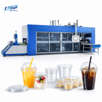 Volledig automatische plastic beker thermoformmachine voor de productie van wegwerp bekers van PP, PET en PS voor water, koffie en yoghurt, hoogproductief systeem