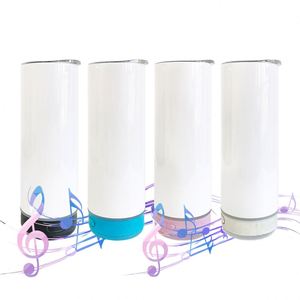 China Warehouse 20Oz White Glow in Dark Sublimation Blanks Display Speaker Straight Water Bottle for Hot Printing - Product Image 1
