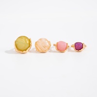 Ensemble de bagues empilables bohèmes multicolores en résine et pierres précieuses pour femmes, style INS, grandes bagues ouvertes pour le quotidien, accessoires de bijoux, cadeau