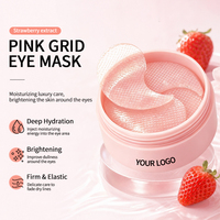 Patchs pour les yeux en gelée en pot, personnalisables avec logo, infusés au PDRN, collagène, peptides de thé vert et Centella, raffermissants et apaisants, en tissu quadrillé