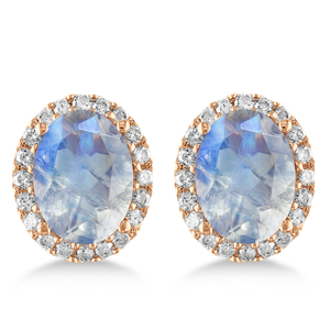 925 Silver Oval Cut <b>Stud</b> Earrings Rose Gold Plated Diamond Halo Classic Women's Everyday Wear - Product Image 2