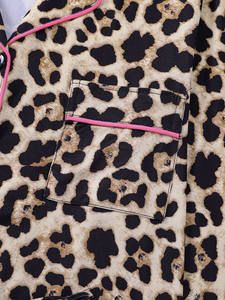 Pigiama in Raso da Donna, Sexy e Lussuoso, a Maniche Lunghe, con Stampa Leopardata, Set Camicia da Notte, Chemise de Nuit Femme - Product Image 6