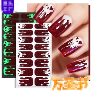 Nuevas pegatinas de uñas 3D luminosas de la serie Halloween, paquete completo - Product Image 1