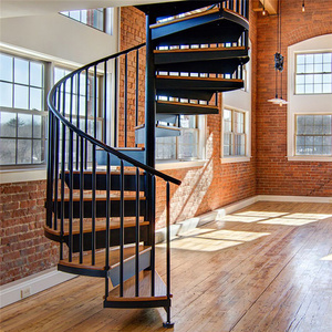 Escalier en colimaçon compact en bois arrondi pour bâtiment moderne - Product Image 4