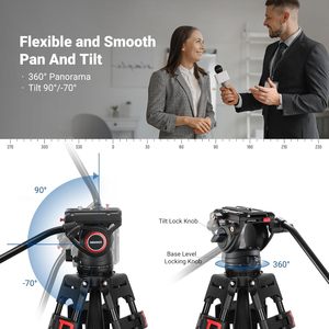 <span class=keywords><strong>Trépied</strong></span> vidéo <span class=keywords><strong>NEEWER</strong></span> 74 pouces avec tête fluide, plaque QR, <span class=keywords><strong>trépied</strong></span> professionnel en aluminium robuste pour appareils photo reflex numériques et caméscopes - Product Image 3