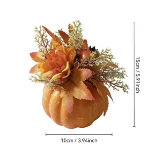 Decorazioni Autunnali con Zucca Artificiale e Crisantemo, Ornamenti per Casa, Tavola, Ingresso e Credenza per Halloween e Ringraziamento - Product Image 6