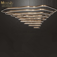 Lustre de luxe en forme de vague de montagne pour hall d'hôtel, escalier, luminaire suspendu LED artistique sur mesure, grande taille, luminaire décoratif de plafond