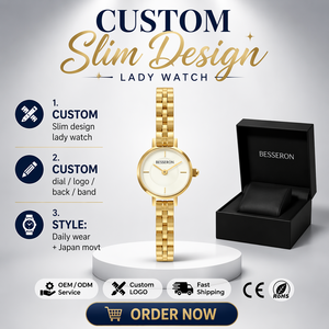 Reloj de Cuarzo Ovalado Personalizado para Mujer, Correa de Acero Inoxidable Analógica, Esfera Minimalista, Mini Arco de 3 Eslabones, Reloj de Pulsera de Moda de Dos Tonos - Product Image 2