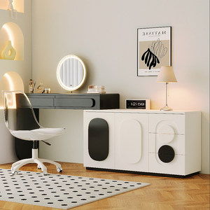 Table de maquillage moderne en bois avec miroir et tiroirs, coiffeuse pour chambre à coucher - Product Image 5