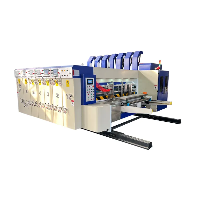Полностью автоматическая машина для изготовления картонных коробок 4 вида цветов флексографической печати с гофрированной печатью и вырубкой