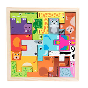 Blocs <span class=keywords><strong>Tetris</strong></span> sur le thème du trafic animalier, éducation précoce, entraînement à l'intelligence, puzzle 3D, jouet en bois pour enfants - Product Image 1