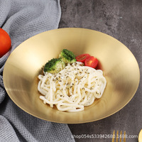 Assiette creuse commerciale en acier inoxydable de style coréen ensemble de design moderne servant des légumes fruits nouilles mélangées ramen logo personnalisé