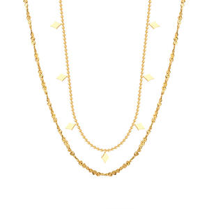 Personnalité romantique française géométrique double couche en acier inoxydable plaqué 18 carats collier en couches bijoux femme - Product Image 6