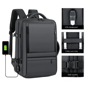 50L Logotipo personalizado Expandible Laptop Business Travel Hombro Negro Nylon Laptop Mochilas escolares Vida diaria - Product Image 3