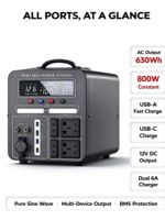 Centrale Électrique Portable OEM 1000W 800W 630Wh, Générateur Solaire à Onde Sinusoïdale Pure pour Camping, Extérieur, Maison et Urgences