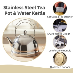 Bollitore e Teiera in Acciaio Inox con Design Minimalista a Doppio Manico, Antiruggine, con Filtro per Tè Integrato - Product Image 5