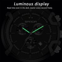 Reloj de Pulsera SANDA 9017 para Hombre, de Cuarzo, Resistente al Agua, con Seis Agujas, Textura de Lujo, Calendario, Cronógrafo, Luminoso, para Negocios