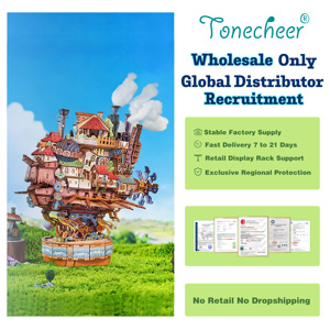 Tonecheer Trade Only Wood LED Music Walking Castle Miniature Dollhouse DIY Toy Laser Cut 3D Puzzle for Wholesale Only - Product Image 1