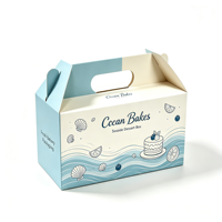 Boîte à poignée en papier kraft recyclé, format personnalisé, écologique, pliable, en carton ondulé pour boulangerie, pain, desserts, à emporter