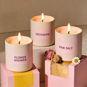 Bougie en Céramique Parfumée à la Fleur de Sel Rose, Design Minimaliste, Cire de Soja, Aromathérapie, Décoration d'Intérieur, Valentin - Product Image 2
