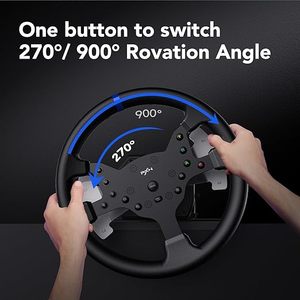 Volante de Carreras PXN V99PC Auténtico con Force Feedback Real y Volante de Carreras Desmontable de 270/900 Grados para Simulador - Product Image 5