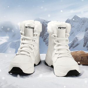 Women Mid-Calf <b>Snow</b> <b>Boots</b> <b>White</b> Plush Lining Waterproof Winter Outdoor Wear - Product Image 1
