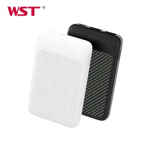 WST 2024 New Arrival Mini Mobile Carbon Fiber Pattern Power Bank 5000mah Cute Power Bank Charger