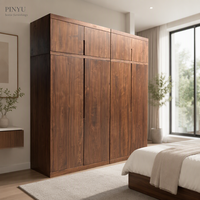 Armoire autoportante en bois massif avec miroir, design mid-century, grande capacité de rangement, meuble pour chambre à coucher et salles à manger