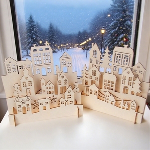 Maison en bois écologique à assembler en 3D pour la décoration intérieure, les loisirs créatifs ou les décorations de Noël - Product Image 2