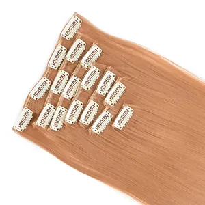 Extensiones de cabello humano espresso con Clip, 26 pulgadas, colores brillantes